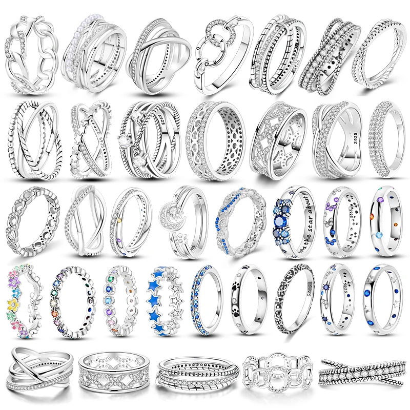 موضة جديدة 925 الفضة بسيطة إنفينيتي البنصر للنساء تألق الملتوية تكويم خواتم شعبية Anillo مجوهرات الخطوبة #1