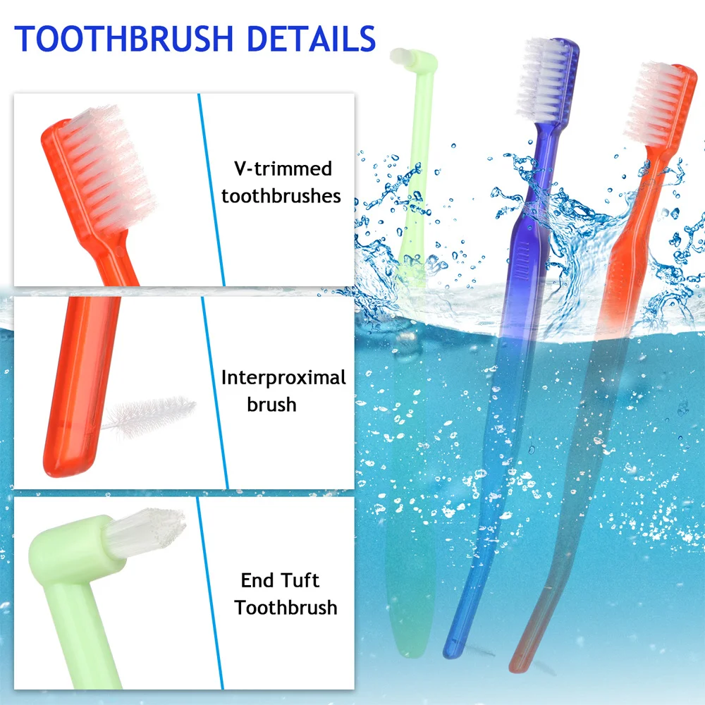 Orthodontic Toothbrushes Double-Ended Interdental Brush V Trim End Tuft Toothbrush for Cleaning Ortho Braces 3 Colors Toothbrush
