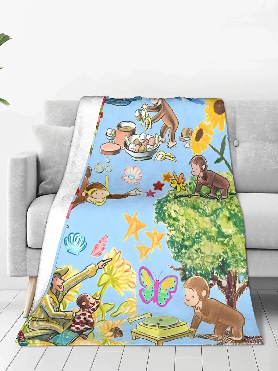 بطانية رمي جورج الغريبة، مفرش سرير مزخرف للشتاء عالي الجودة للاستخدام الداخلي والخارجي