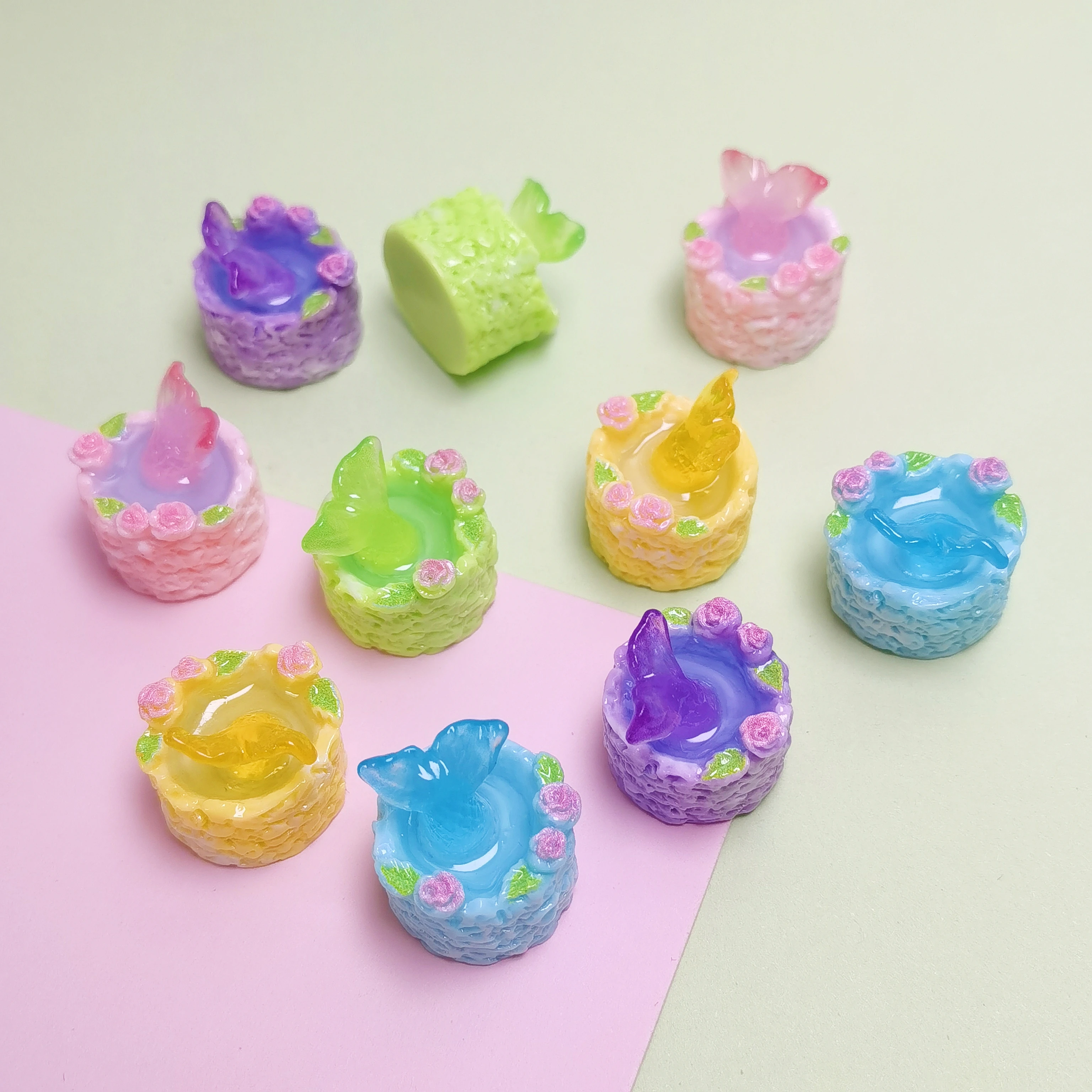 Dollhouse Miniature Food Play Scene Decoration Mini Fish-tail Rose Cake Doll Accessories Toys