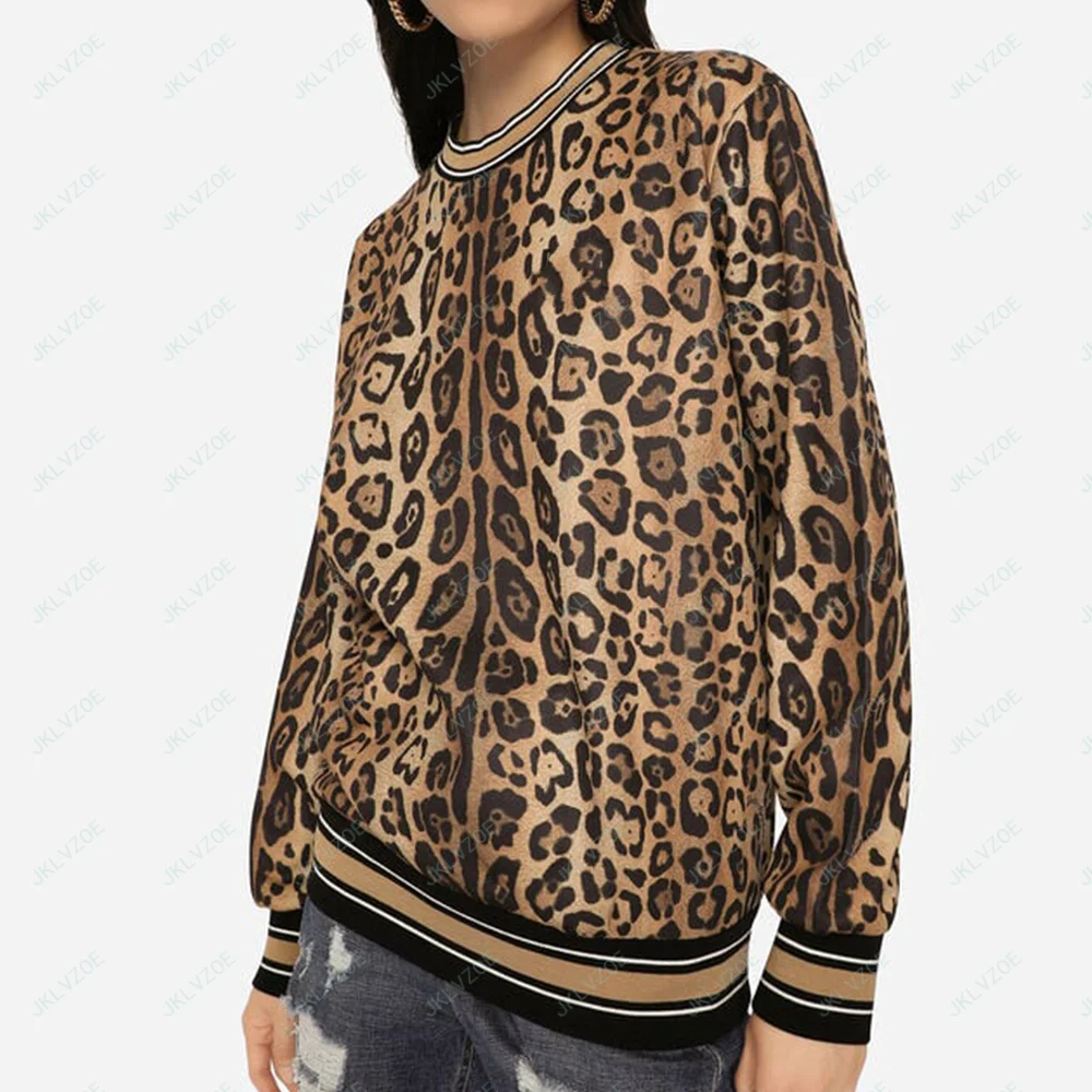 Autumn and Winter Christmas Leopard Print Luxury Brand DG. Women\'s Pullover Unisex Tops Sexy Hoodie Sweatshirt