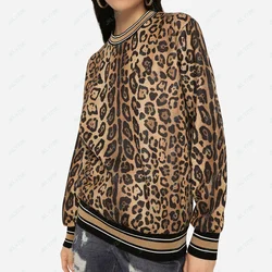 Autumn and Winter Christmas Leopard Print Luxury Brand DG. Women's Pullover Unisex Tops Sexy Hoodie Sweatshirt