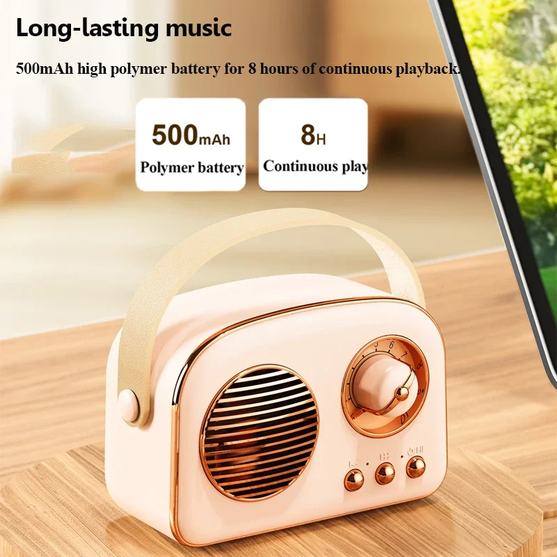 Mini Altavoz Bluetooth Vintage, sonido Hifi inalámbrico, barra de sonido Bluetooth, llamada con manos libres, reproductor de música MP3, compatible con tarjeta TF, USB, AUX