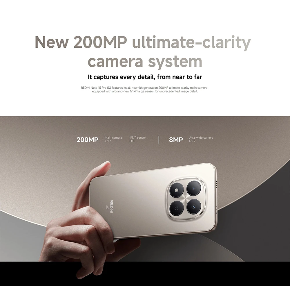 Global Version Redmi Note 15 Pro 5g 12+512Gb 6.8‘ 1.5K Crystalres Amoled Display New Massive 6580Mah Battery 200Mp Ultimate-Clarity Camera