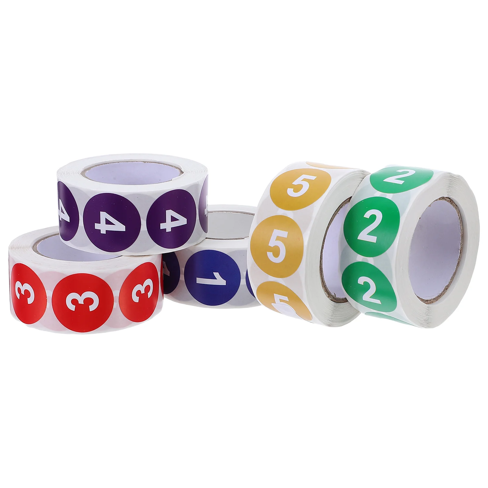 

2500pcs Self Adhesive Number Stickers Round 1-5 Colored Removable Labels For Inventory School Small Sticky