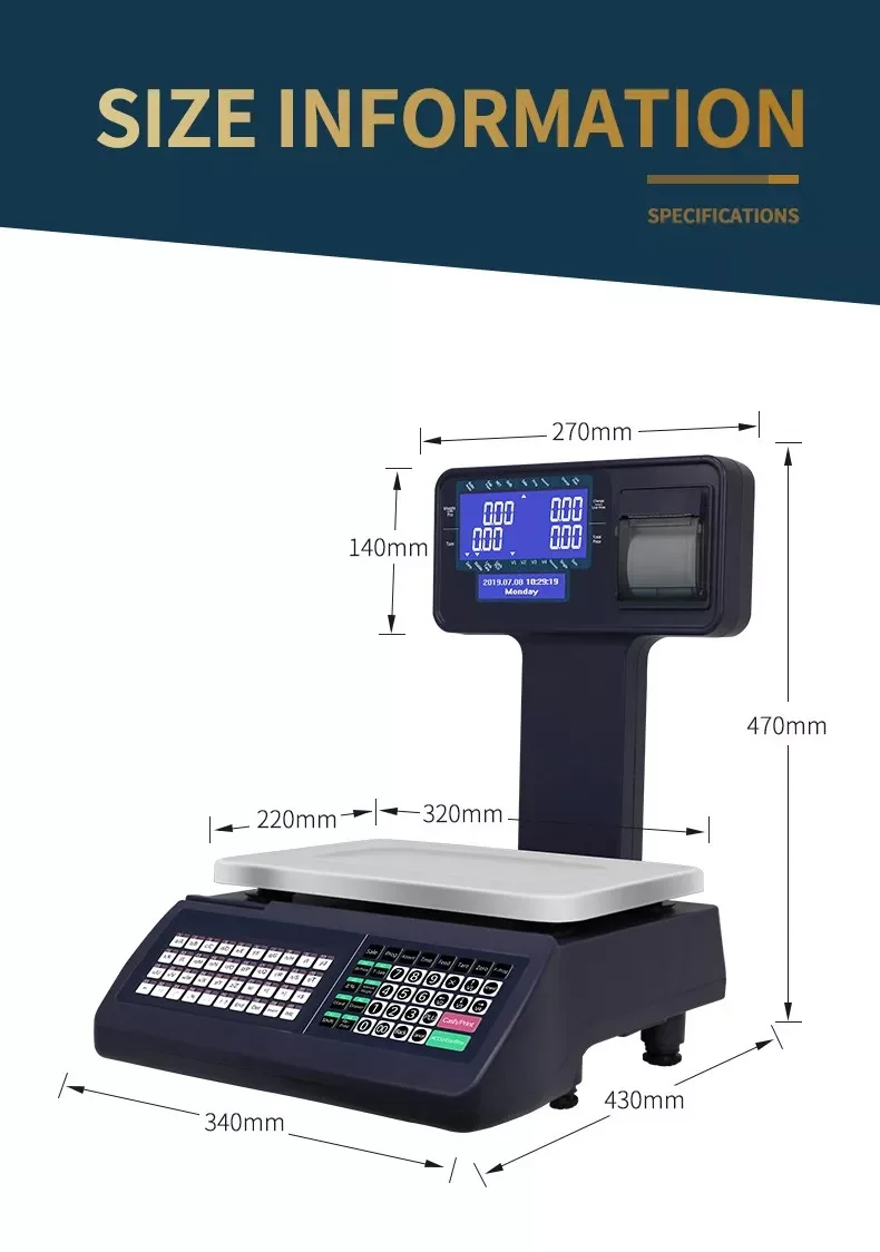 30kg TMA series Electronic Bill  Tickets Printing Scales Cash Register Scale For SupermarketHot sale products