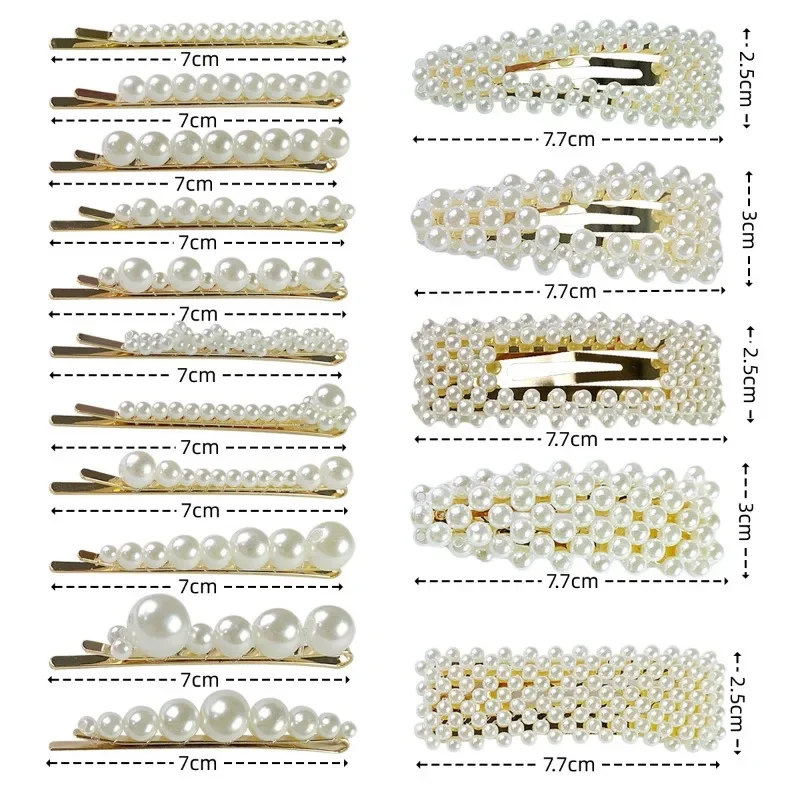 Barrettes en perles d'imitation pour femmes, pinces à cheveux géométriques perlées, accessoires pour patients, bijoux pour filles, épingles à cheveux à la mode, diadème