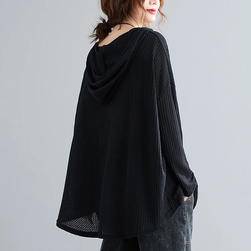 Felpa con cappuccio ampia vestibilità ampia autunno inverno da donna taglie forti Felpa lunga casual versatile in cotone Sve