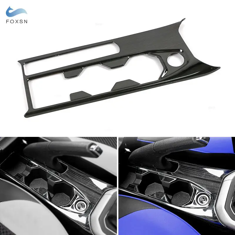 For VW Polo 2019 2020 Car Interior Center Control Water Cup Holder Frame Cover Trim Stainless Steel Black Accessories