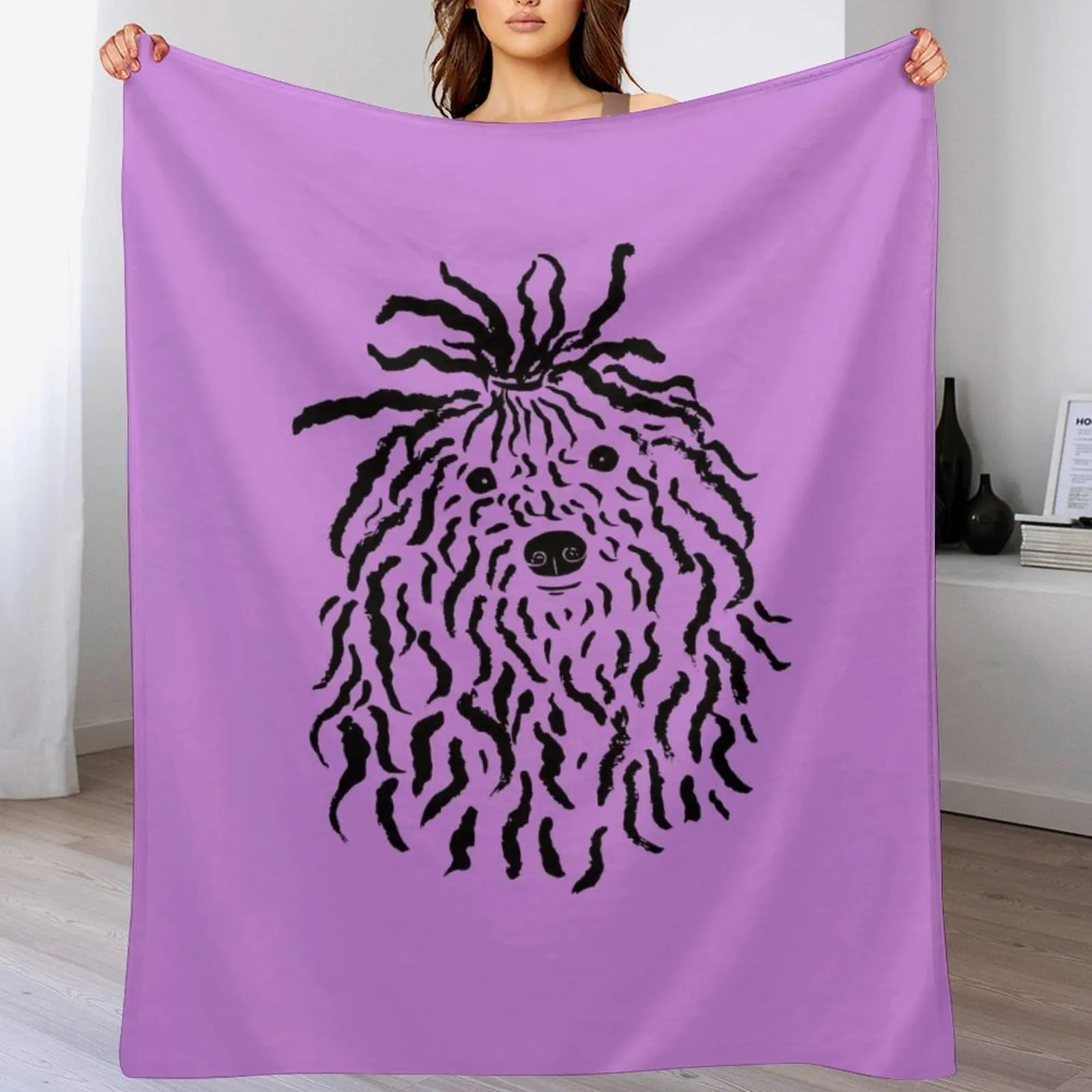 

Puli (Violet and Black) Throw Blanket Outdoor Soft Blanket for Picnic Beach Camping