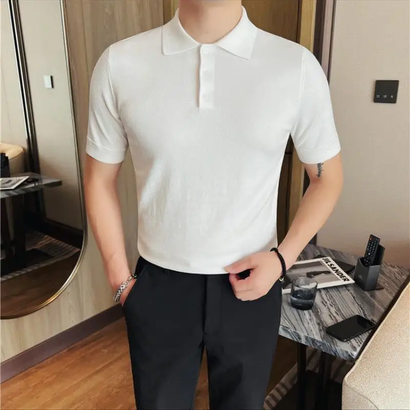 Lyocell&Polyamide Luxury Men's Polo Shirts Short Sleeve Slim Fit Summer Quality Soft Comfortable Knitted Elastic Polos De Hombre