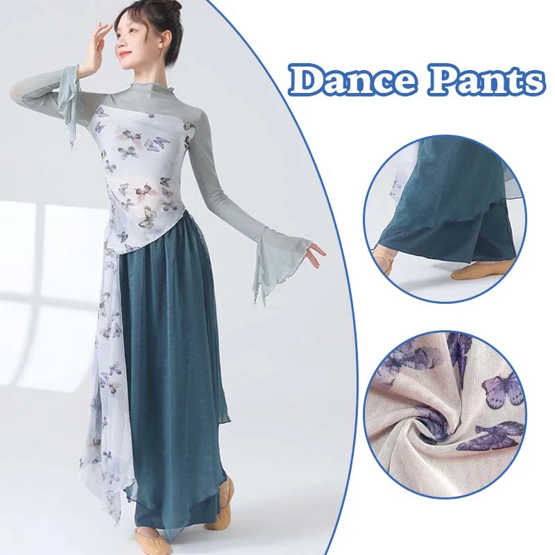 

Customized Women Chinese Style Butterfly Ink Wash Dance Costume Classical Jazz Modern Dance Practice Top Skirt Pants Set