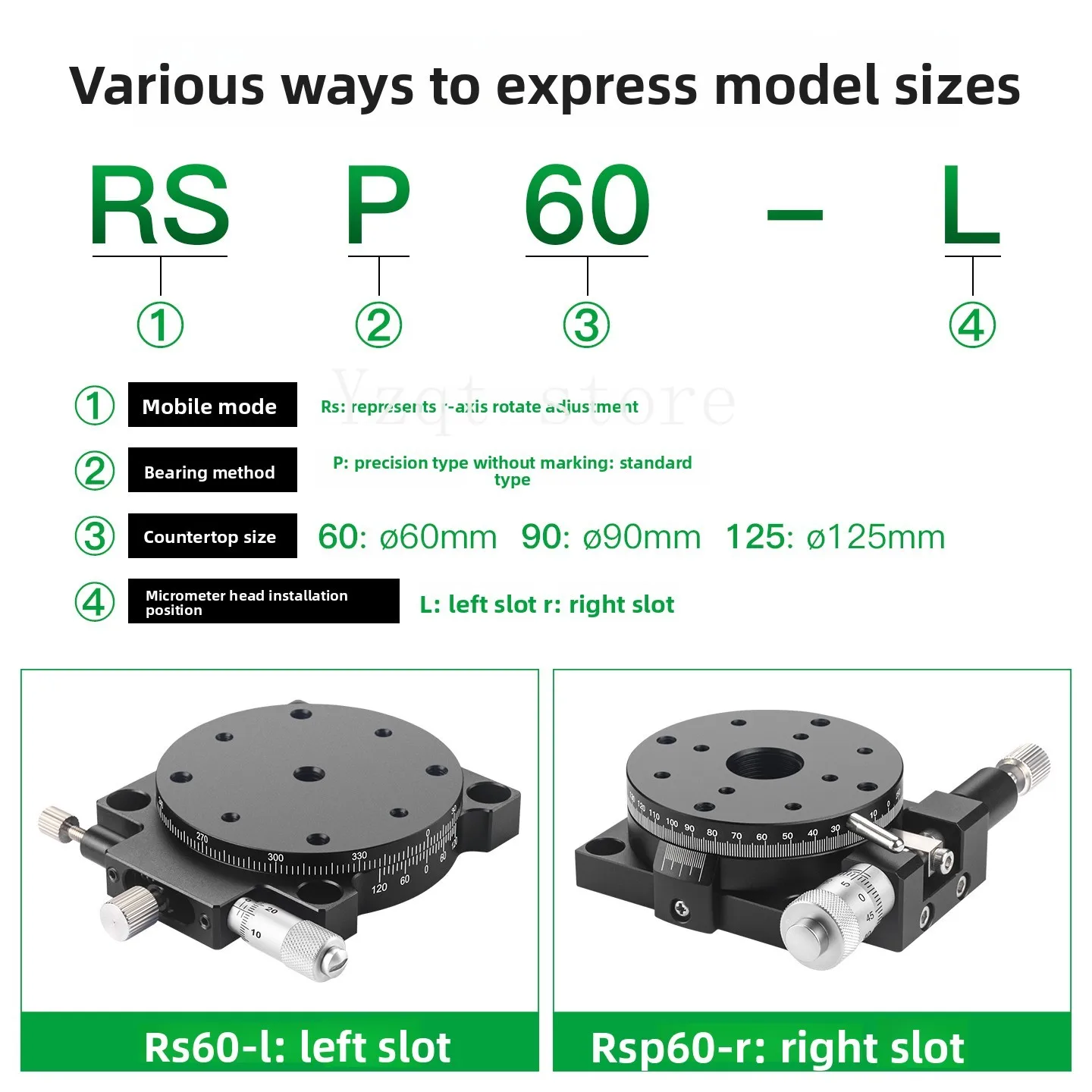 R-axis rotary slide manual high-precision displacement RS/RSP40/60/90360 ° angle fine-tuning optical platform