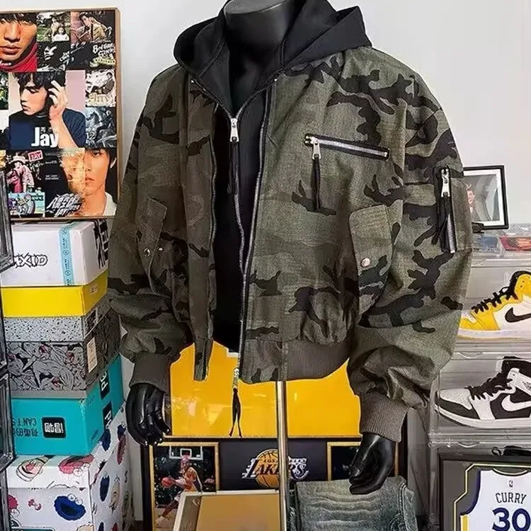 

Мужская камуфляжная толстовка с капюшоном Jaet, рабочая одежда большого размера, бейсбольное пальто Street Faion, осенне-зимнее полиэфирное волокно