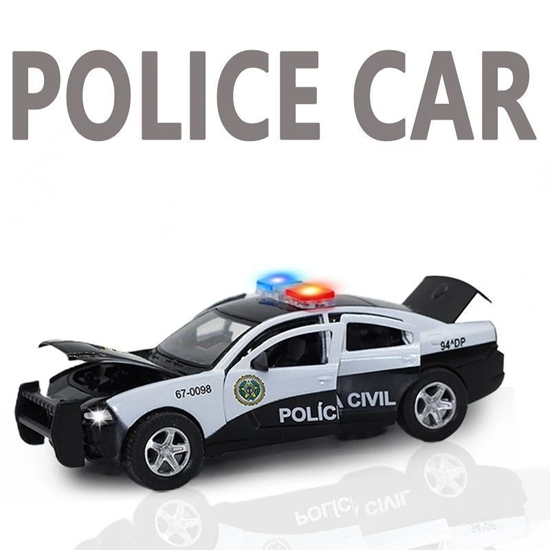 

1:32 Alloy Dodge Charger Police Car Model Diecasts & Toy Vehicles Simulation Sound And Light Pull Back Collection Toys Gift