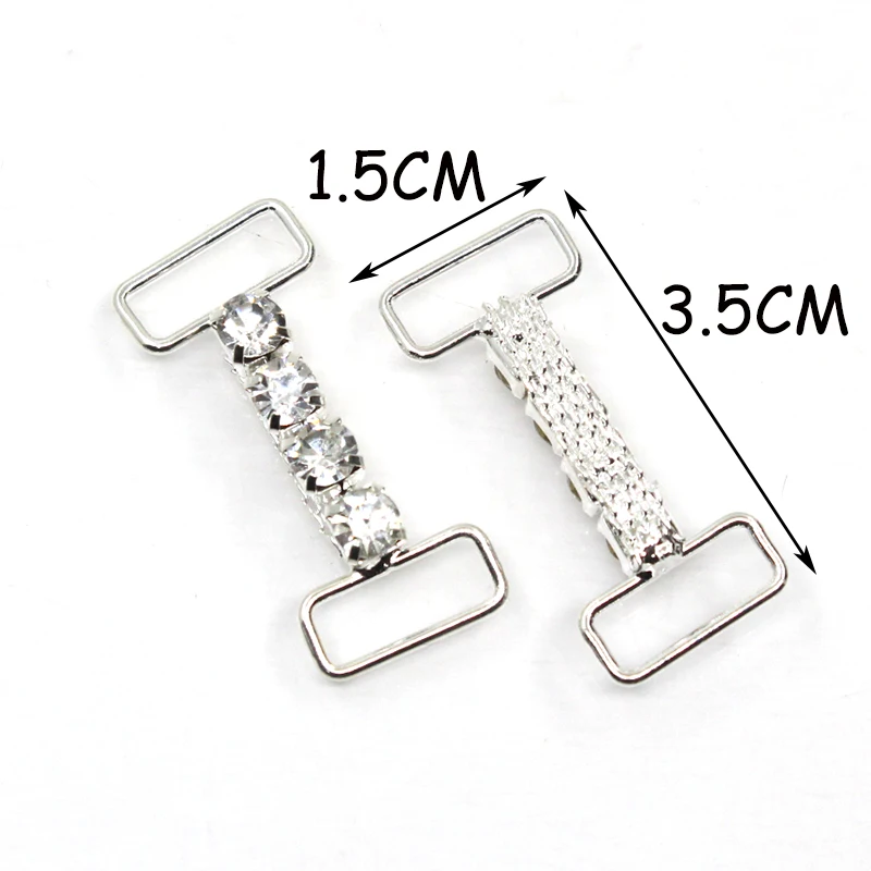 2 pz 3.5cm singola fila decorazione strass catena/Bikini connettore fibbie per tracolla abbigliamento accessori per abiti