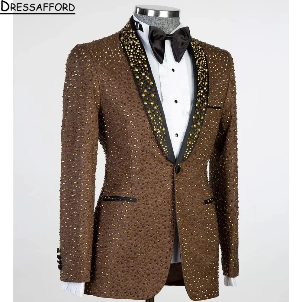 

Мужские костюмы Slim Fit с блестками для свадьбы и вечеринок, индивидуальный пошив, комплект из 2 предметов, для жениха, мужские пиджаки для выпускного бала