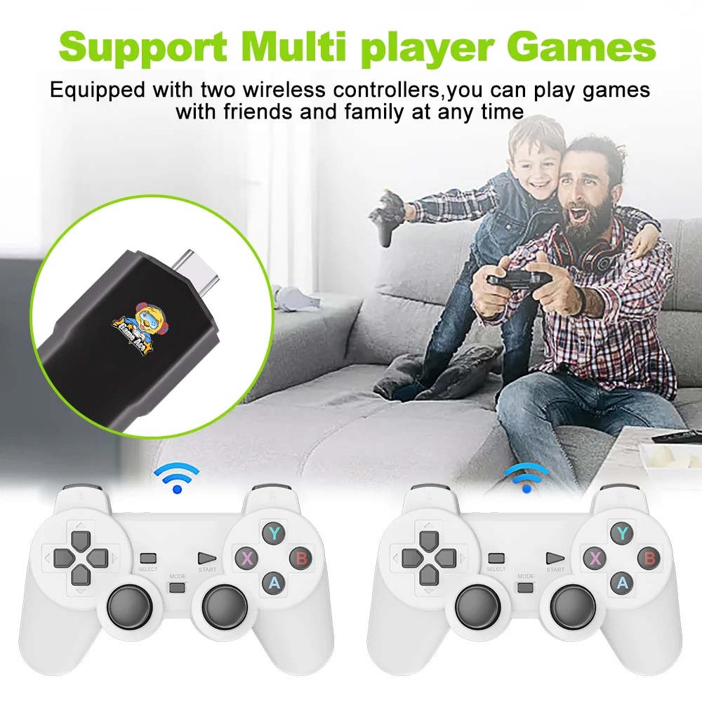 X3 Game Stick 3D HD Retro Video Game Console 64GB Built-in 20000 Games Wireless Controller Android TV Stick for Kid Xmas Gift