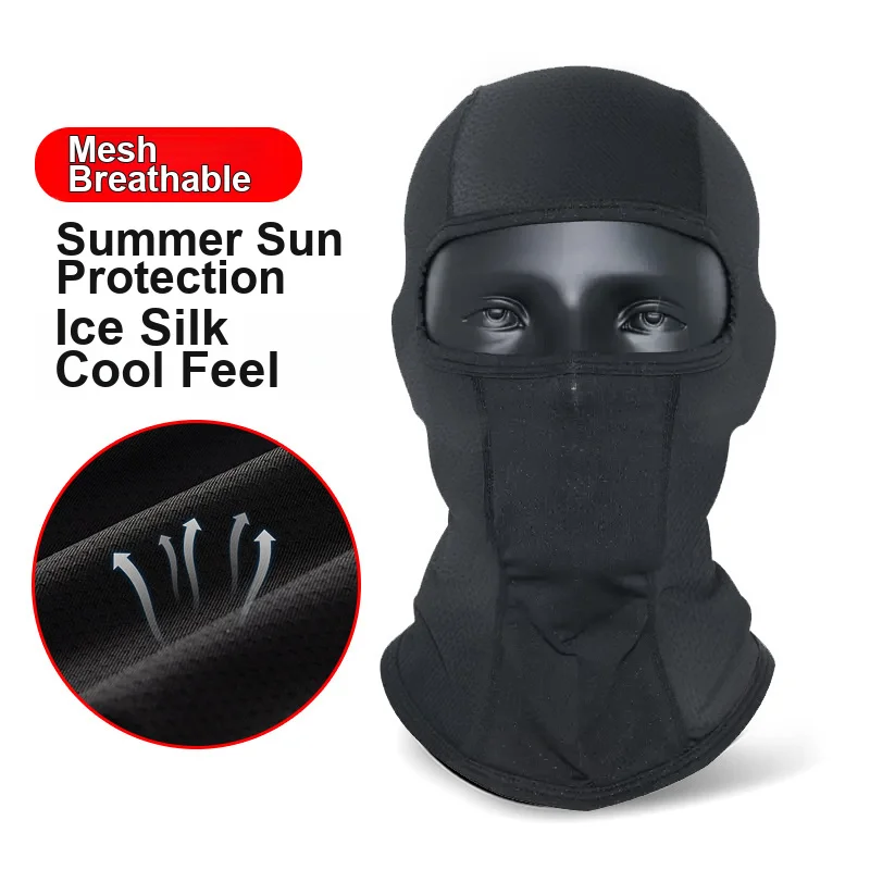 Sun Protection Head Cover Face Mask Ice Silk Mesh Moisture Wicking Quick Dry Liner for Motorcycle Helmet Outdoor Riding