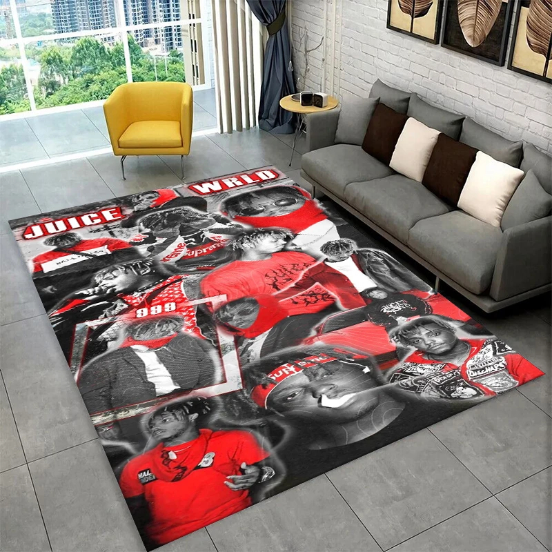 retro Juice WRLD 999 Legend Rapper Star Carpet Rug for Bedroom Living Room Sofa Playroom Doormat Home Decor,Area Rug Non-slip