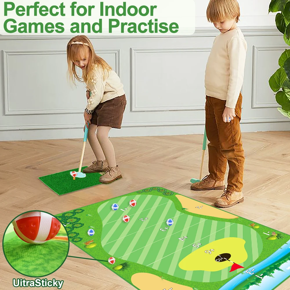 Velcro Golf Chipping Game Mat Outdoor Indoor for Adults, Family, Sticky Golf Hitting Mat Game for Backyard (No Golf Clubs)