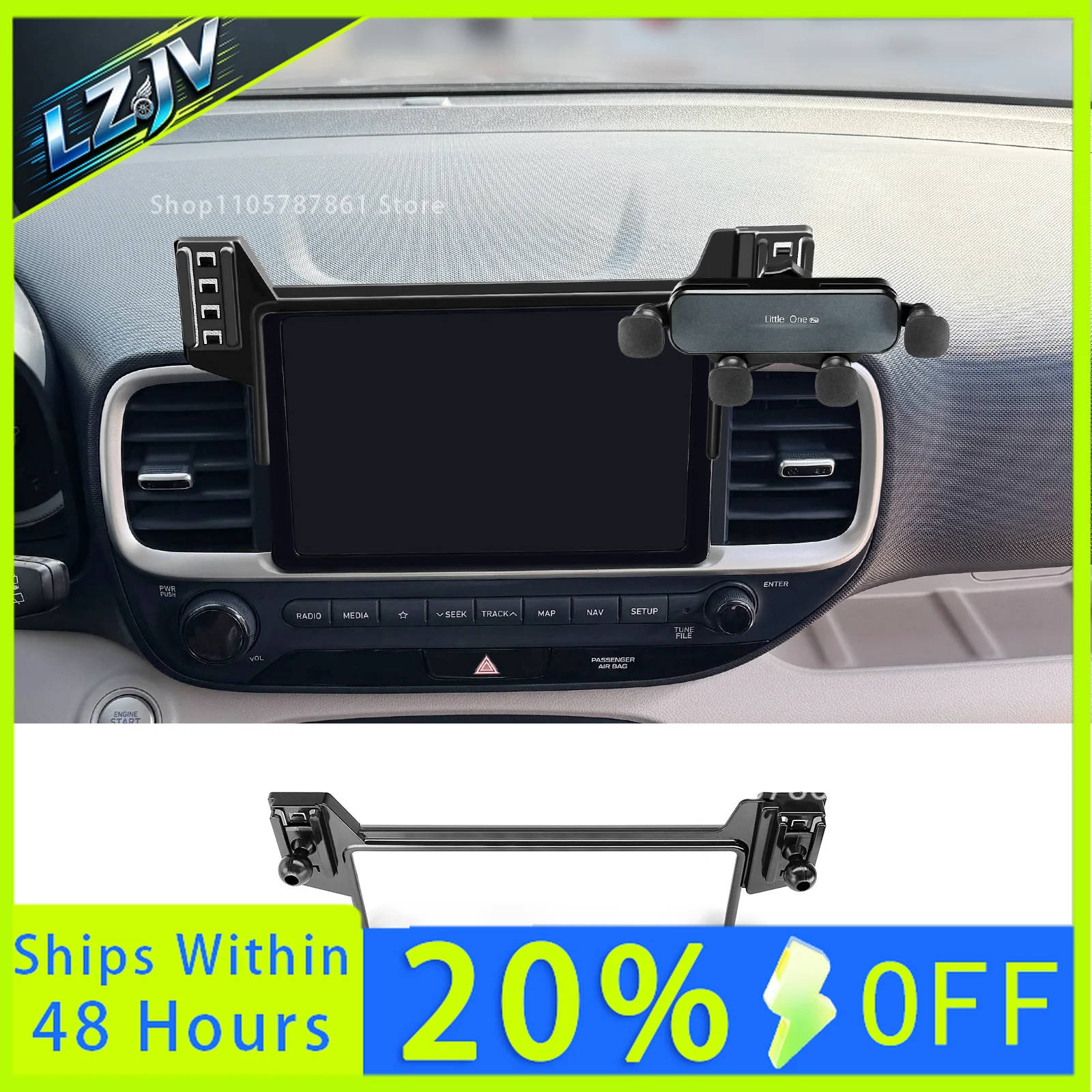 LZJV For Hyundai VENUE 2019+ Car Phone Holder Screen Fixed Base 360 Degrees Mobile Phone Mounts Smartphone Bracket