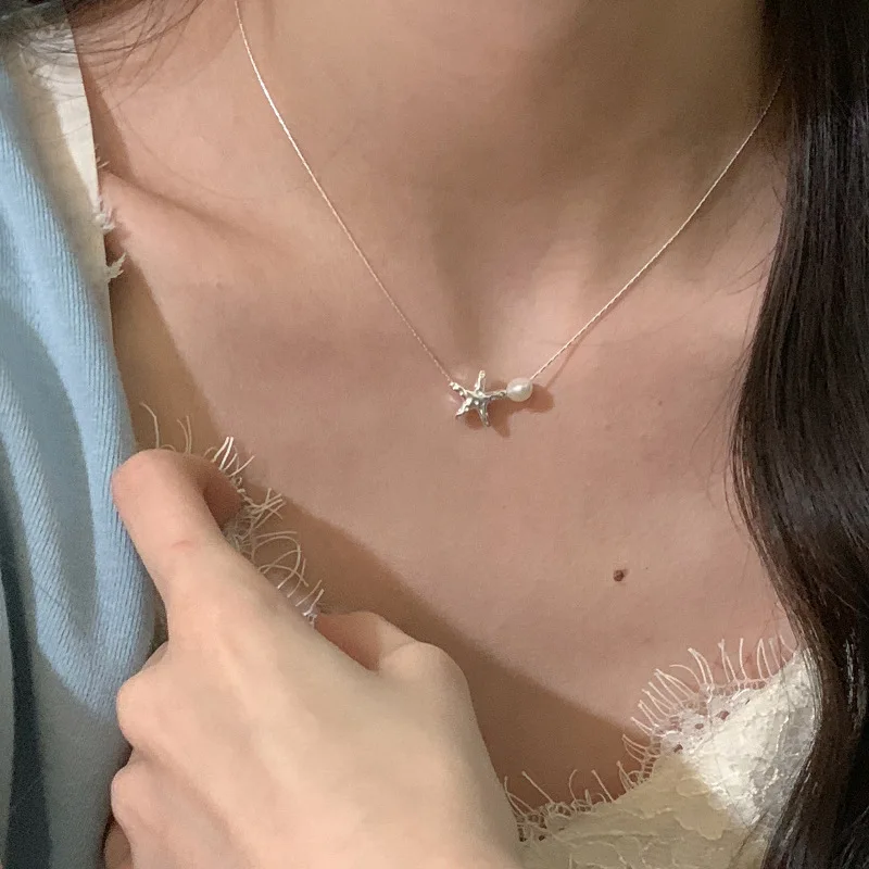 XIYANIKE Korean Starfish Pearl Pendant Necklace For Women Girl Clavicle Choker Fashion Jewelry Friend Gift Party collier femme