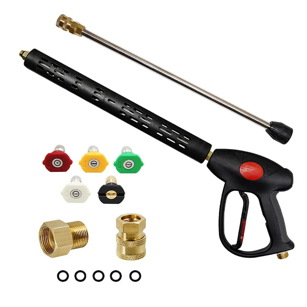 

4000PSI high pressure cleaning water gun 3-in-1 ceramic spool car wash water gun with 5-color nozzle adapter