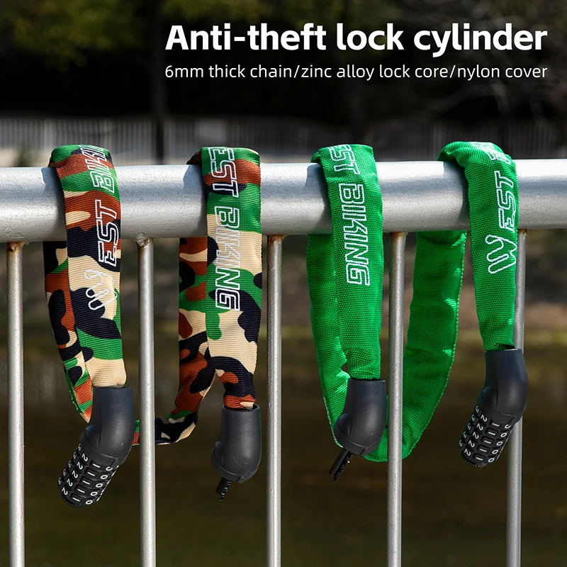 

Многоцветный велосипедный замок, 5-значный пароль, противоугонный цепной замок, утолщенный замок из легированной стали, аксессуары для шоссейного велосипеда MTB
