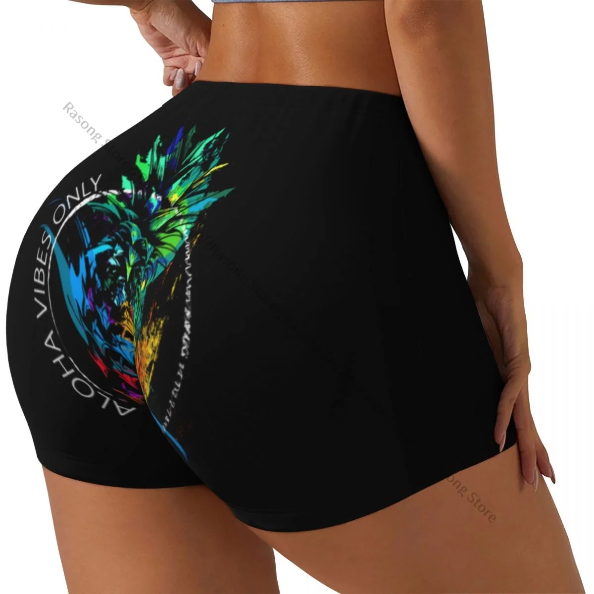 Spandex Yoga Shorts for Women Pineapple With Aloha Workout Booty Shorts