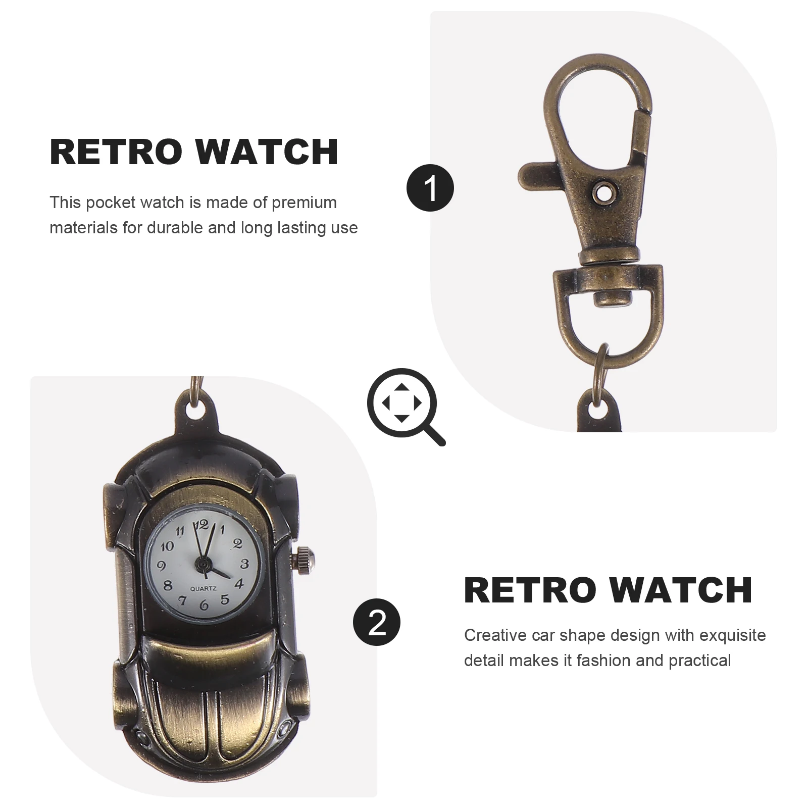 

1pc Car Shape Pocket Watch Gift Creative Hanging Watch Decorative Accessory For Clothes Sweater Timepiece