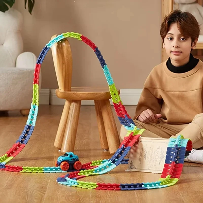 Anti Gravity Car Track Variable Flex Track Roller Coaster Toys Anti Gravity Runway Glide Electric Train Puzzle Toys