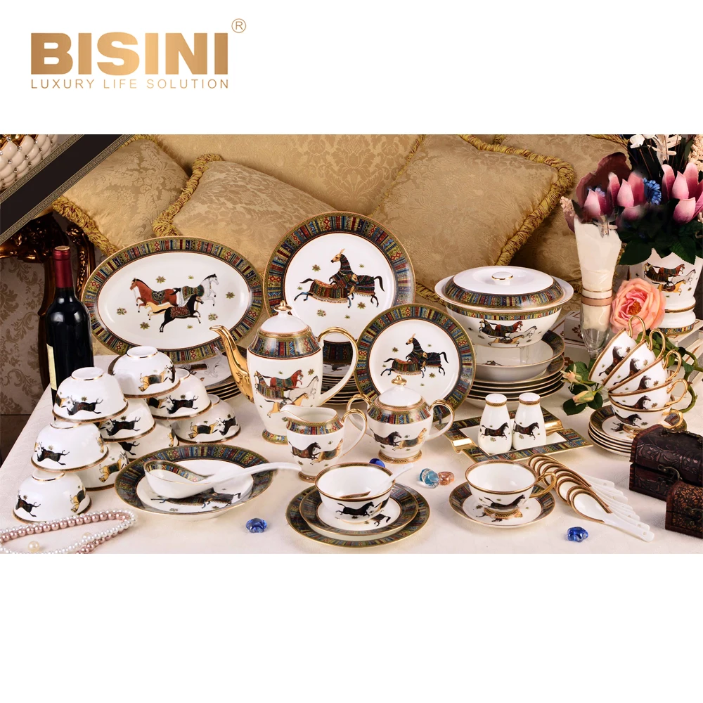 

Набор керамических тарелок STLFHorse, столовая посуда из 69 предметов, наборы посуды/арабский роскошный фарфоровый набор посуды из костяного фарфора, чашка для чая