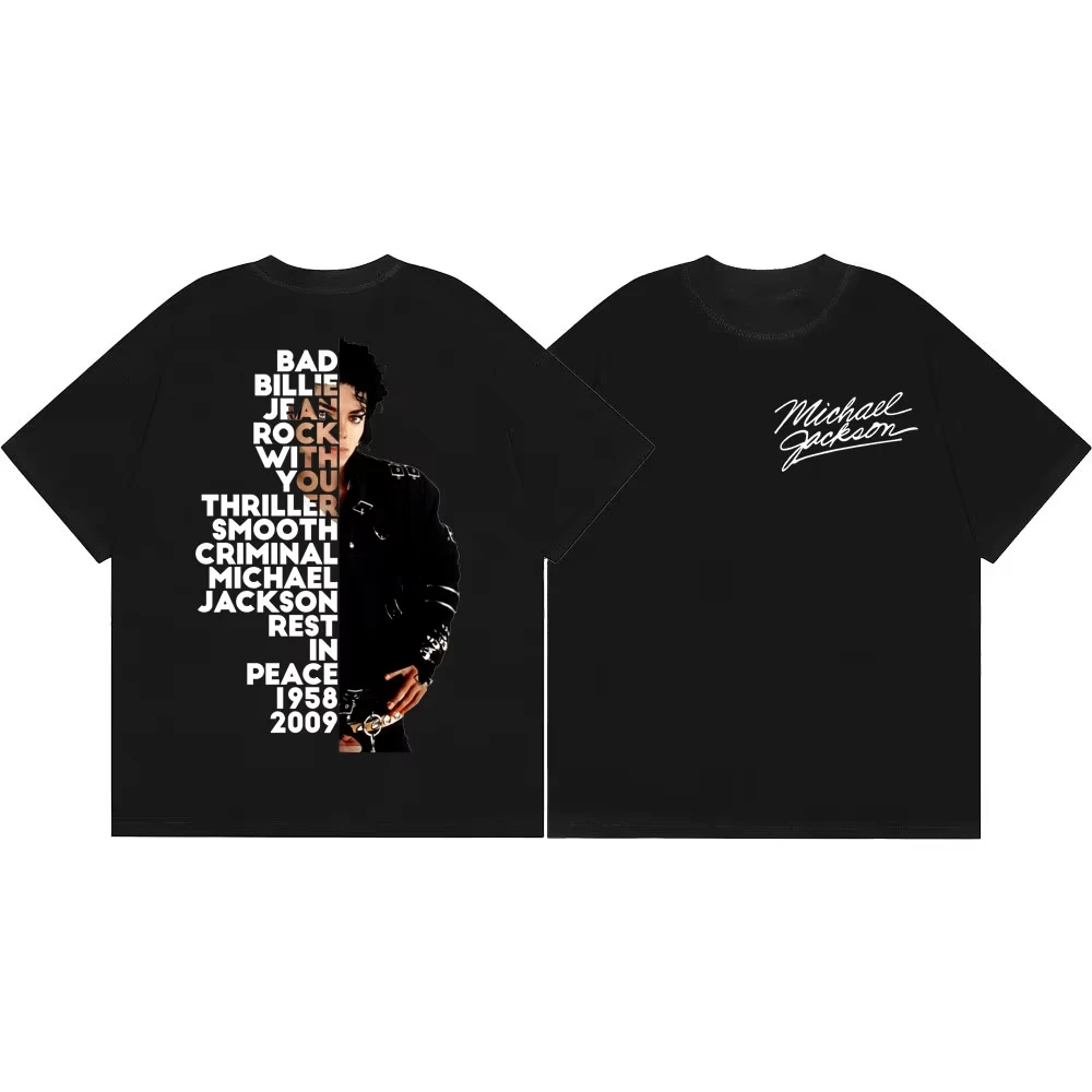1pc 90's Rock Singer Michael Jackson Rock Cotton T shirt Unisex Men Women Kids Streetwear Casual Short Sleeve Tops Fashion