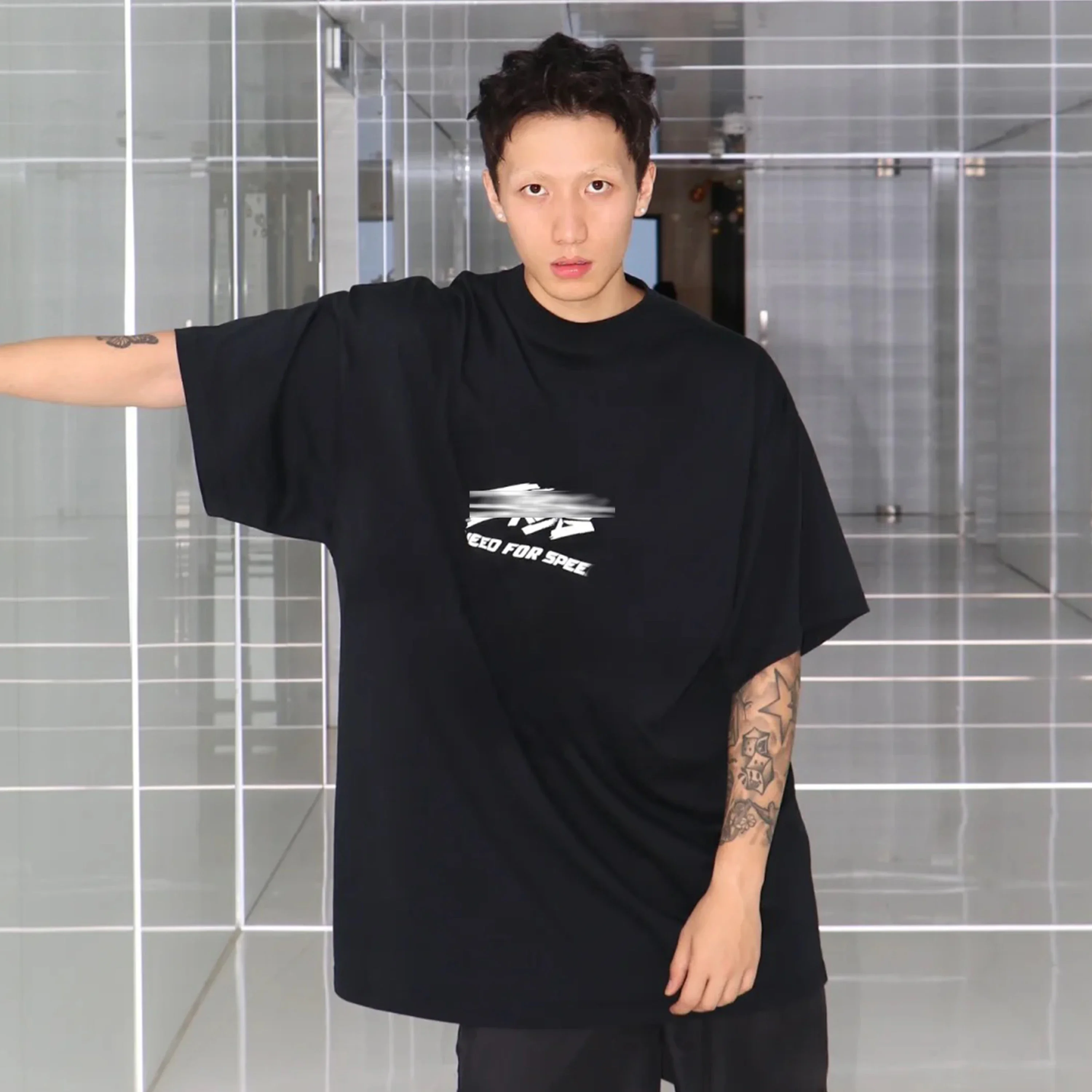 

NIGO Men's Women's Fashion Silhouette T-Shirt Faded Black Vintage Trend Round Neck Short Sleeve T-Shirt Ngvp #nigo8869