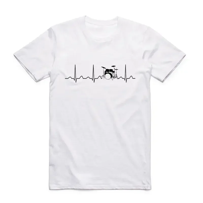 2019 Men Print Drums Drummer Heartbeat Fashion T Shirt O-Neck Short Sleeve T-shirt Camisetas Hombre HCP977