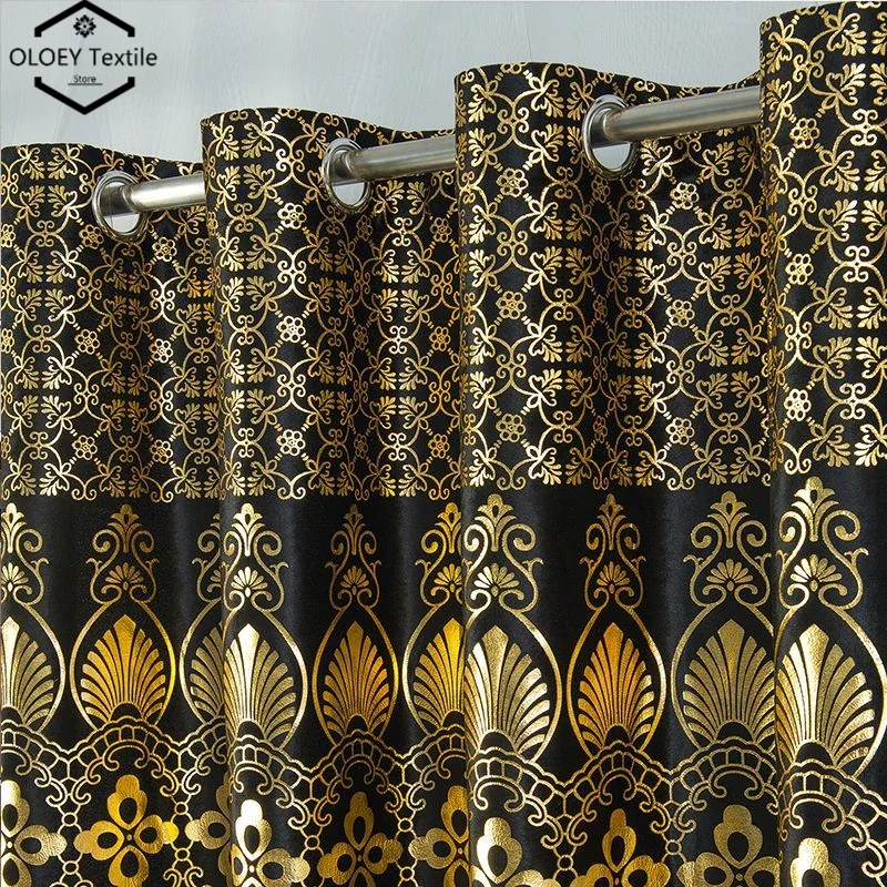 

European Style Gold Foil Luxury Curtains for Living Room Bedroom Middle East Style Curtains Velvet Finished Curtains Custom 1PC