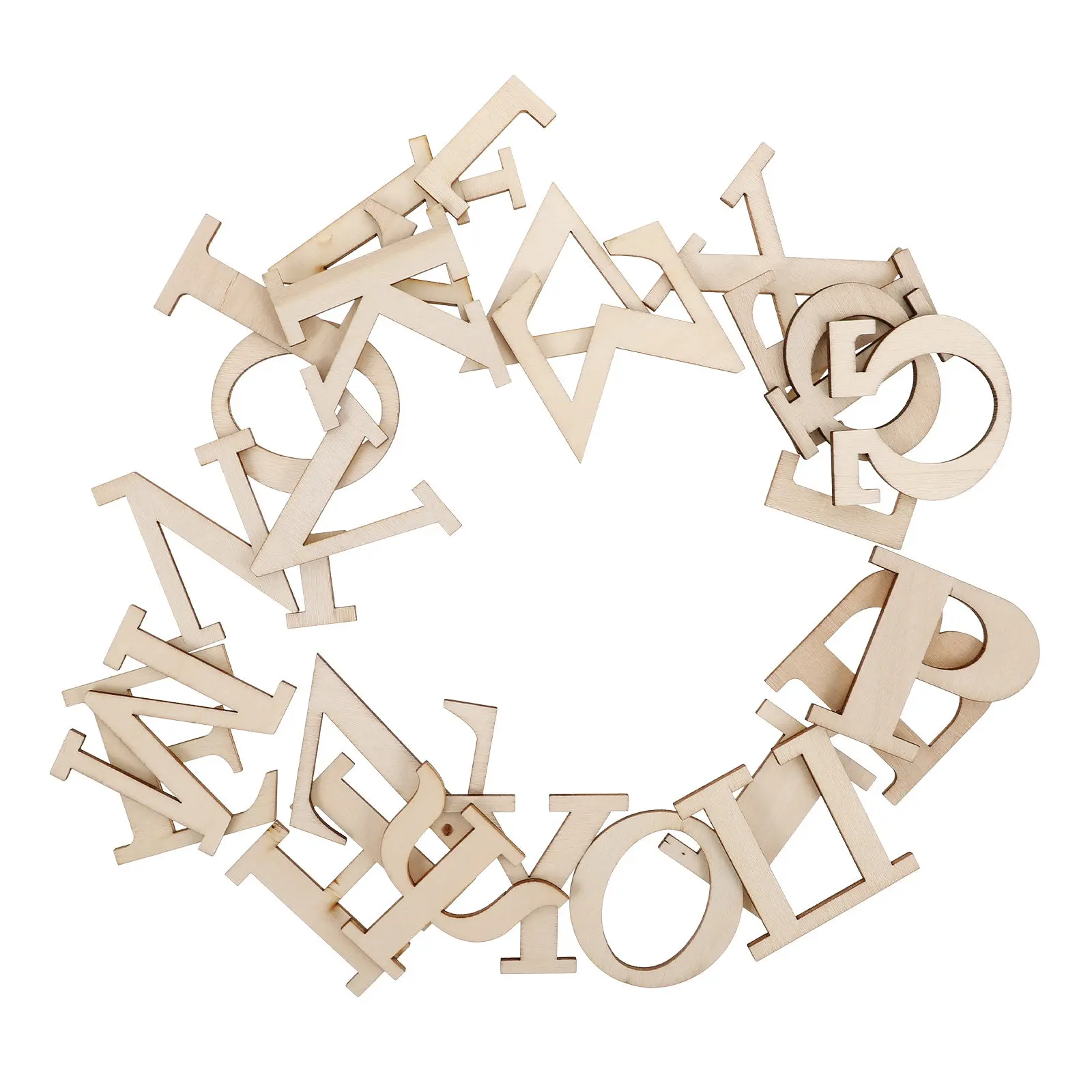 

24Pcs Wood Alphabet Letters Natural Unfinished Set for Learning Letter Recognition DIY Painting Crafts Wall Decor