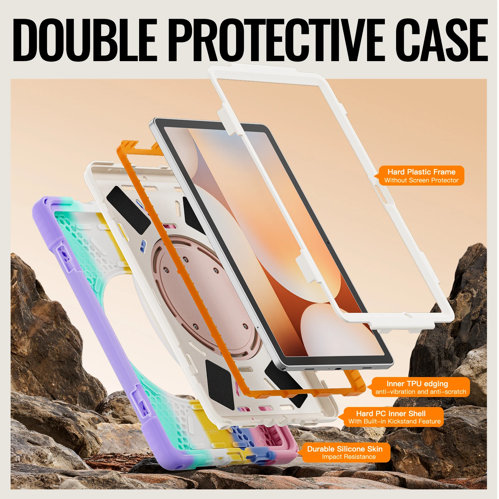 Rotating Case For Samsung Tab A11 A9 Plus SM-X230 236 X210 216 S6 Lite A8 X200 A7 T500 A 10.1 T510 T515 Stand Handle Grip Cover 