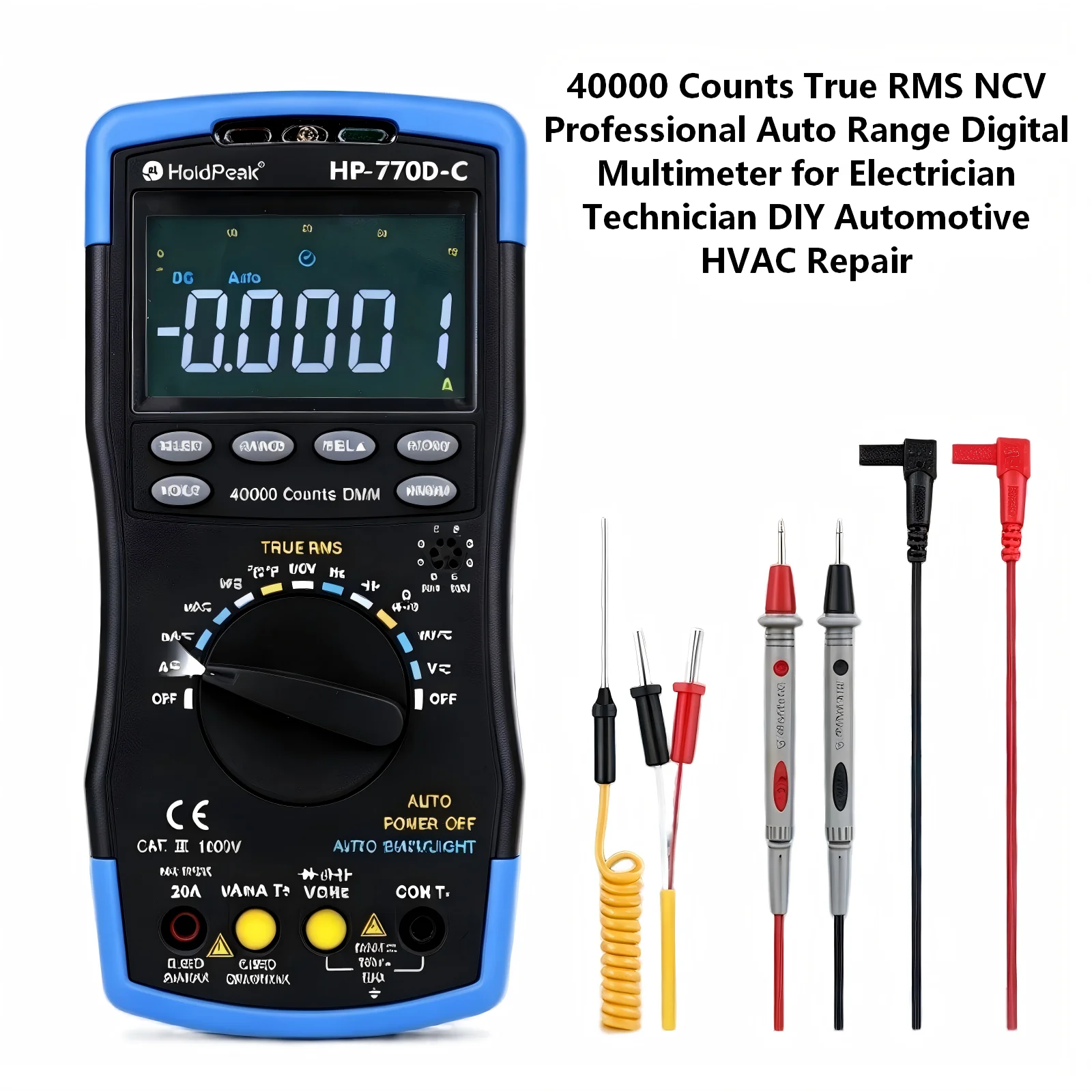 40000 Counts True RMS NCV Professional Auto Range Digital Multimeter for Electrician Technician DIY Automotive HVAC Repair
