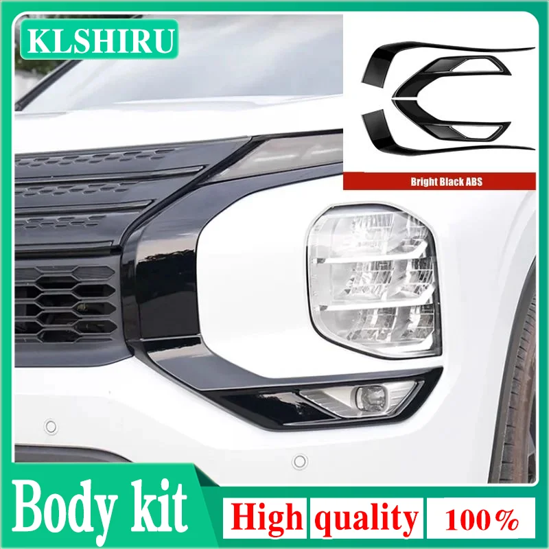 For Mitsubishi Outlander PHEV Accessories 2022 2023 24  ABS Front Bumper Side Strips Trim Decorate Beautify Grille Bright Stripe