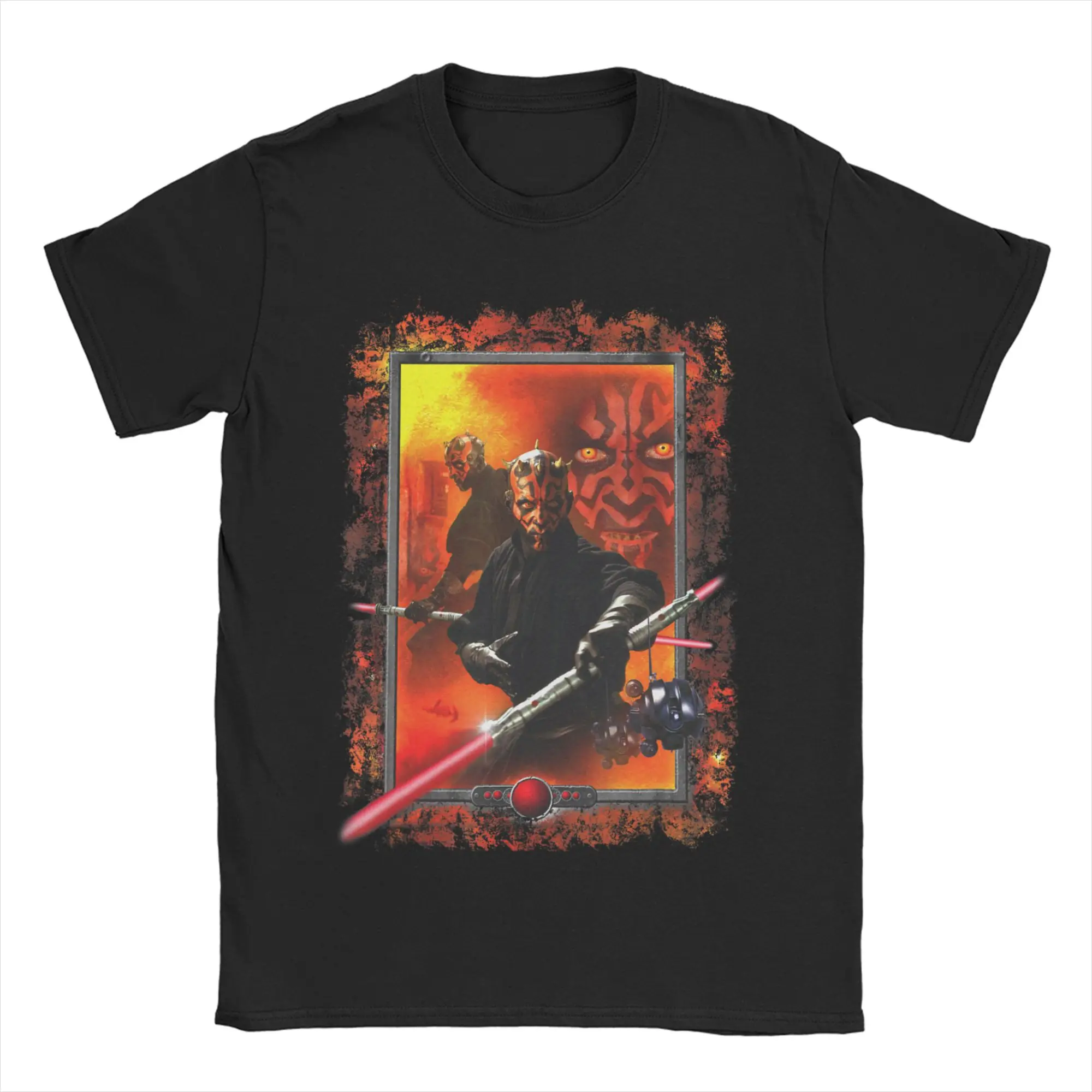 Футболка с логотипом Darth Maul Ready To Fight Big Chest Frame для мужчин и женщин, винтажные футболки из чистого хлопка, футболки с круглым воротником, топы 4XL 5XL