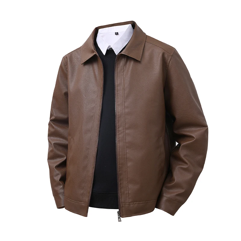 2026 New Leather Jacket PU Men's Spring Slim Fit Lapel Casual Jacket Men's Top Windproof Casual Jacket For Men's 