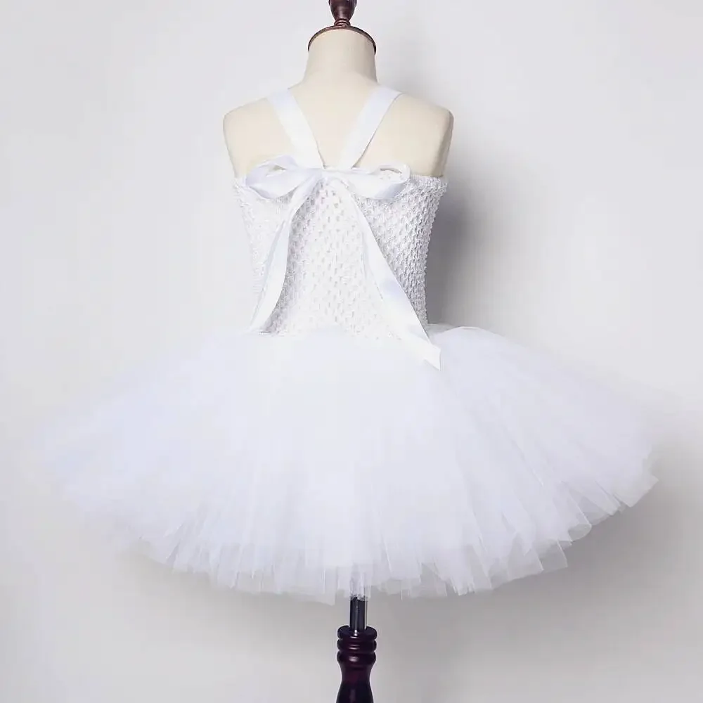 Weißes Engel-Fee-Kleid für Mädchen, Weihnachts- und Halloween-Kostüm mit Federflügeln, Kindergeburtstags- und Neujahrs-Party-Tutu-Outfit – Detail 3
