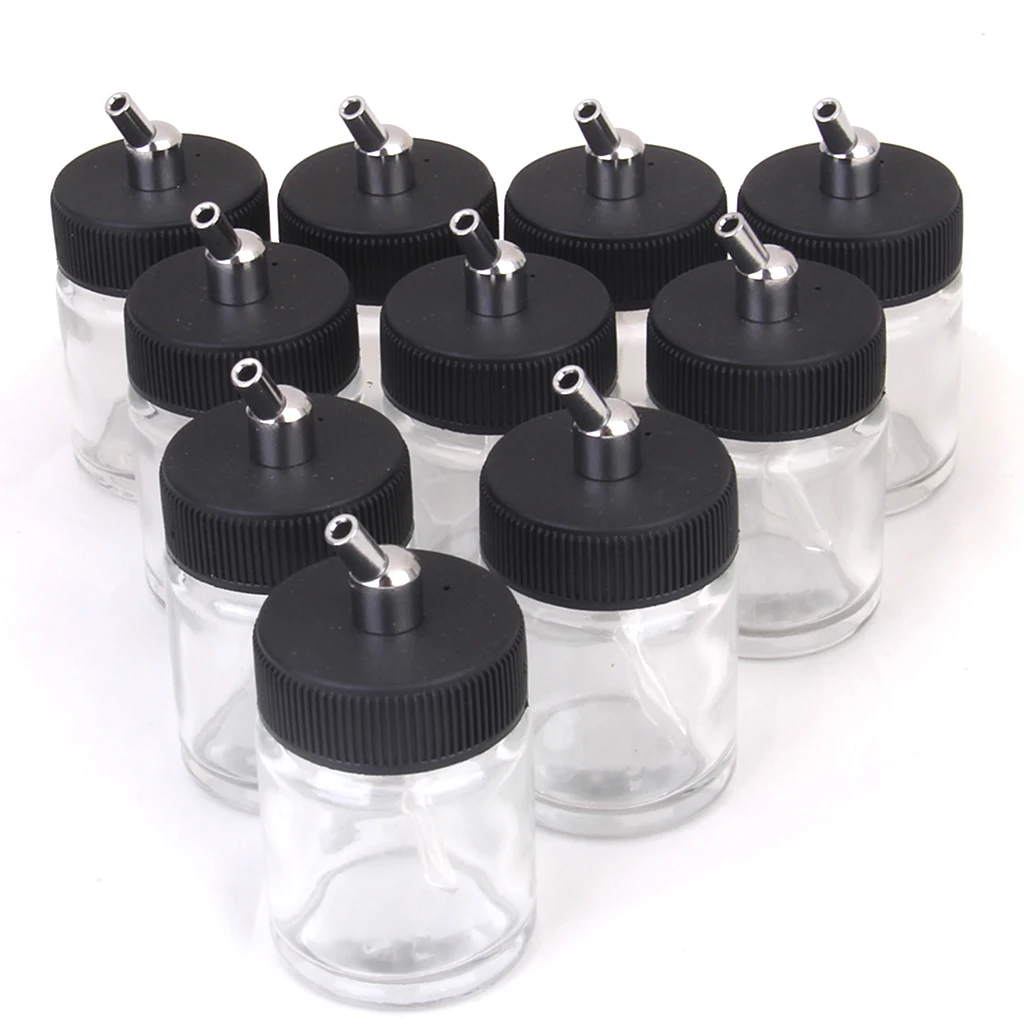 

10 Pieces 22m Glass Airbrush Bottles Airbrushing Paint Depot Jar Pot Container