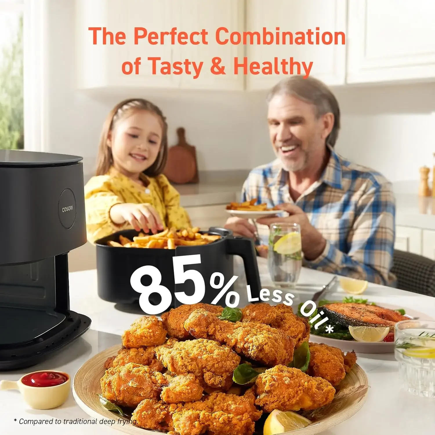 Air Fryer 5 Qt, Max 450F for Juicy Meat, Veggies, Frozen Food, Glass Touch Panel, 130+ In-App Recipes, Little to No Oil,