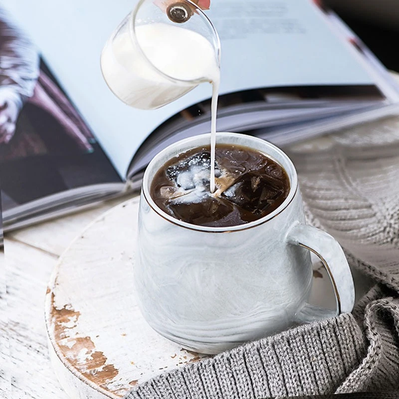 

머그컵 Marble Drinking Cup Ceramic кружка Household Cup Mug Coffee Cups Teacup with Lid Spoon Taza Morandi Color Mugs