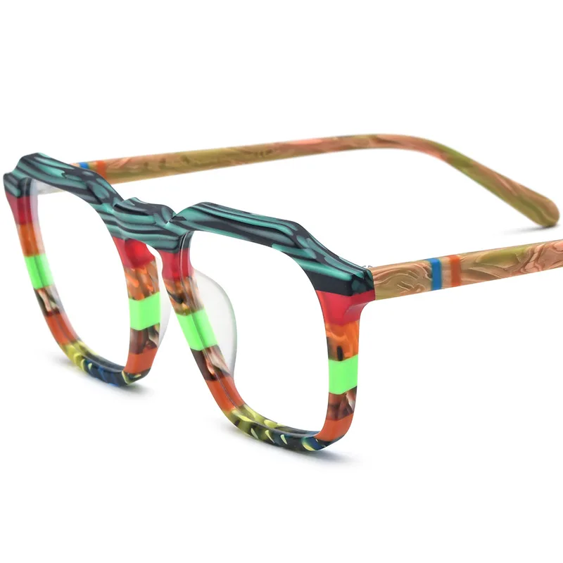 Multicolor frosted square frame plate glasses frame men and women glasses can be equipped with myopia anti-blue light glasses