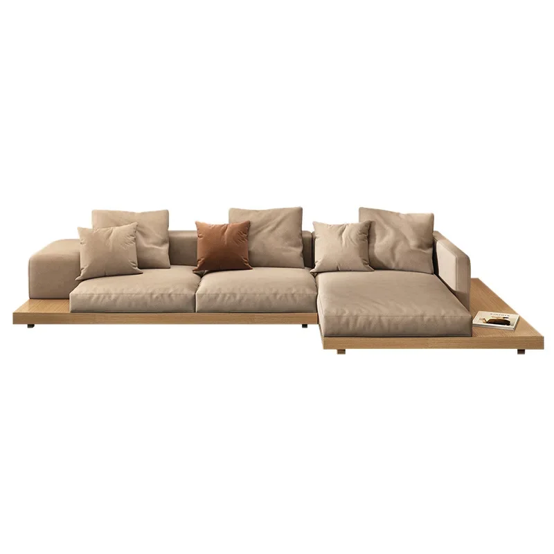 

Log style sofa recommended living room fabric cream style modern Japanese cat scratching cloth corner small