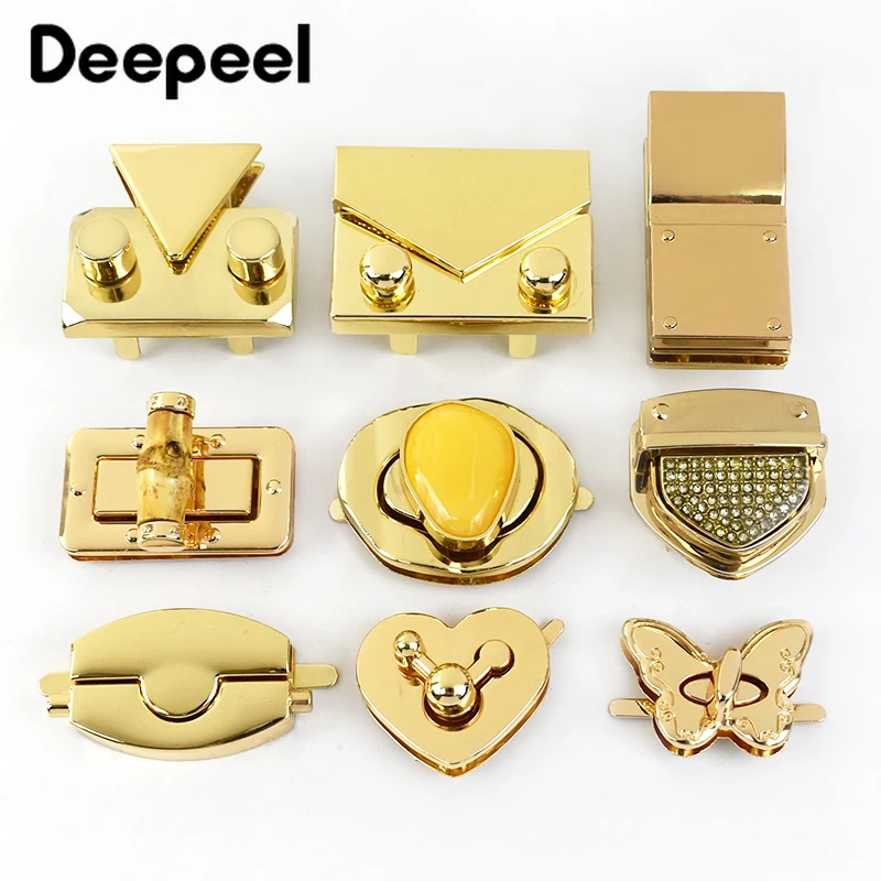 1Pc Deepeel Gold Metal Bag Lock Clasp Turn Twist Locks Closure Snap Clip Buckles DIY Handbag Purse Hardware Repair Accessories